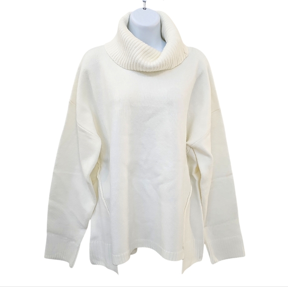NWT Andree By Unit White Cowl Neck Sweater Size L Relaxed Fit Long Sleeve - Picture 3 of 3
